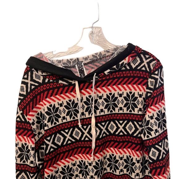 Bubble B Snowflake Pattern Hoodie size 2XL Red, Black, Cream - Picture 2 of 8